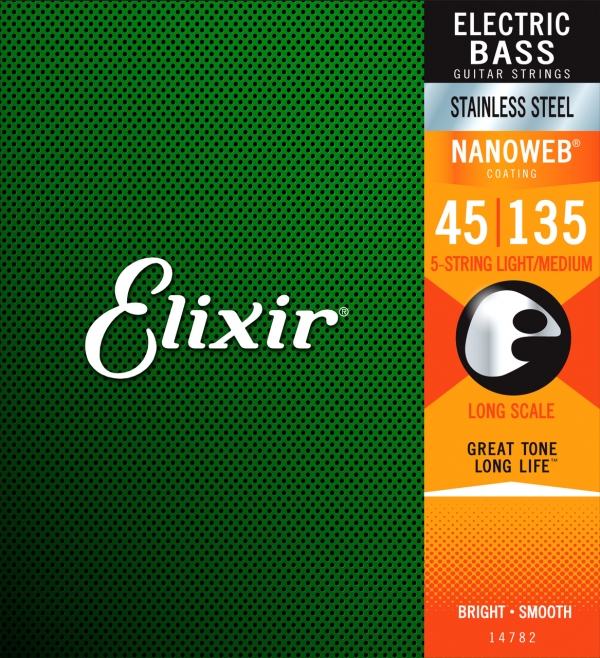 Elixir Nanoweb Bass Stainless Steel 5 String MED-L