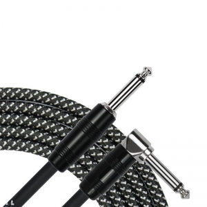 Kirlin 10ft Black Woven Guitar Cable RA - Straight