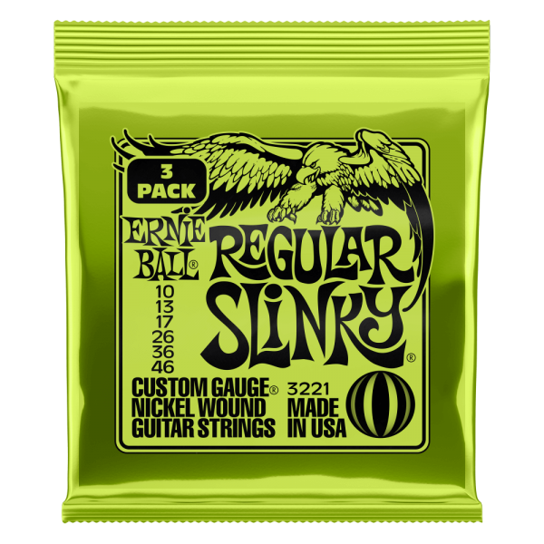 Regular Slinky Nickel Wound Electric Guitar Strings 3 Pack - 10-46 Gauge
