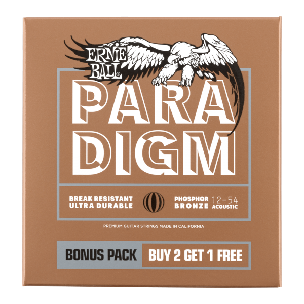 Paradigm Medium Light Phosphor Bronze Acoustic Guitar Strings - 12-54 Gauge 3 Pack