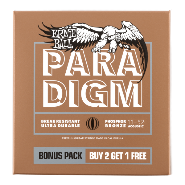 Paradigm Light Phosphor Bronze Acoustic Guitar Strings - 11-52 Gauge 3 Pack
