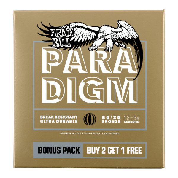 Paradigm Medium Light 80/20 Bronze Acoustic Guitar Strings - 12-54 Gauge 3 Pack