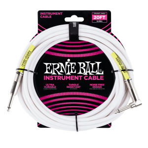 20' Straight / Angle Instrument Cable - White