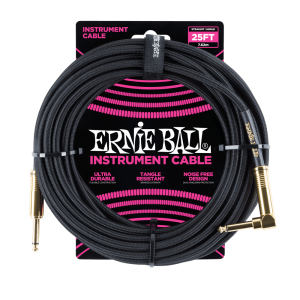 25' Braided Straight / Angle Instrument Cable - Black