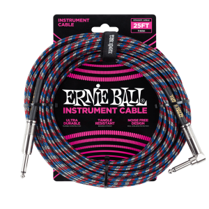 25' Braided Straight / Angle Instrument Cable - Black / Red / Blue / White