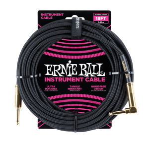 18' Braided Straight / Angle Instrument Cable - Black