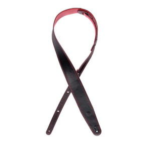 D'Addario Reversible Leather Guitar Strap, Black/Red