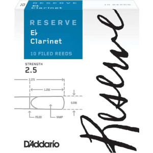 D'Addario Reserve Eb Clarinet Reeds, Strength 2.5, 10-pack