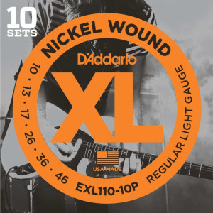 D'Addario EXL110-10P Nickel Wound Electric Guitar Strings, 10-46, 10 Sets
