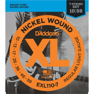 D'Addario EXL110-7 7-String Nickel Wound Electric Guitar Strings, 10-59