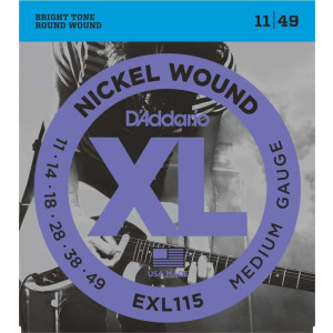 D'Addario EXL115 Nickel Wound Electric Guitar Strings, 11-49