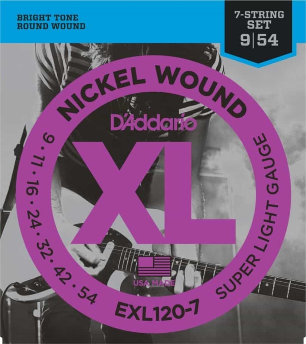 D'Addario EXL120-7 Nickel Wound 7-String Electric Guitar Strings, 9-54