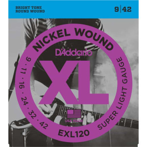 D'Addario EXL120 Nickel Wound Electric Guitar Strings, 9-42