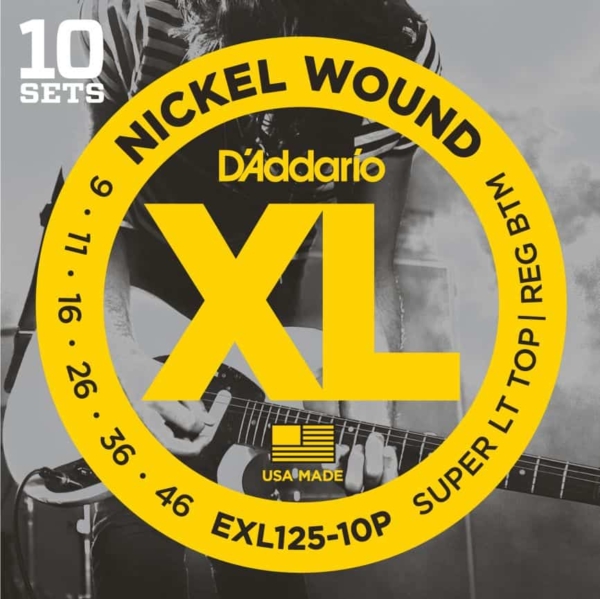 D'Addario EXL125-10P Nickel Wound Electric Guitar Strings, 9-46, 10 Sets