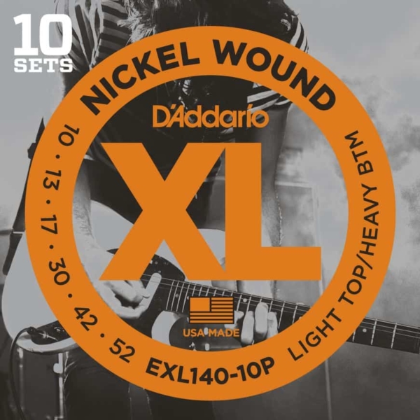D'Addario EXL140-10P Nickel Wound Electric Guitar Strings, 10-52, 10 sets