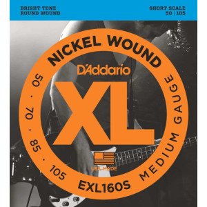 D'Addario EXL160S Nickel Wound Bass Guitar Strings, 50-105, Short Scale