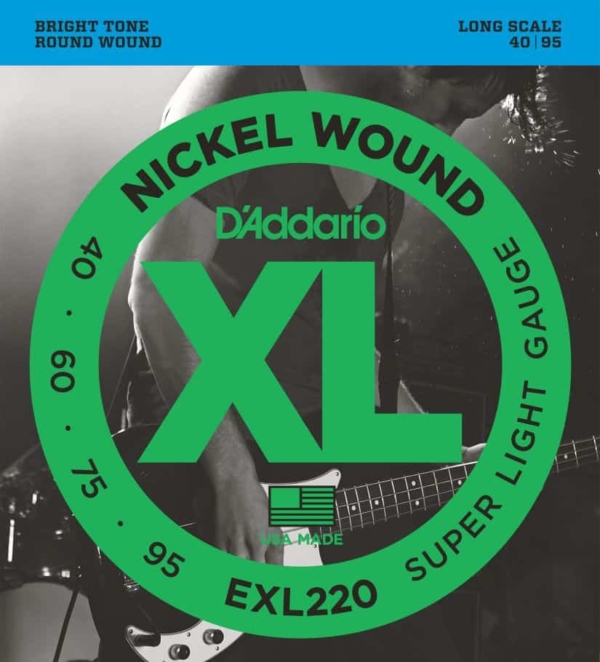 D'Addario EXL220 Nickel Wound Bass Guitar Strings,  40-95, Long Scale