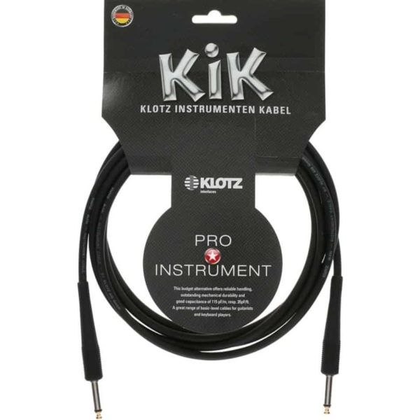 3m KIK Black Instrument Cable w Gold Connectors