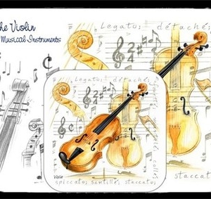 PLACEMAT AND COASTER SET VIOLIN