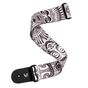 Polyester Guitar Strap, African Masks, Black and White,