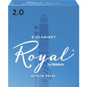 Rico Royal Eb Soprano Clarinet Reeds, Strength 2.0, 10-pack
