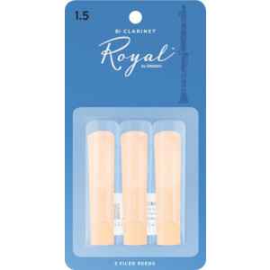 Rico Royal Bb Clarinet Reeds, Strength 1.5, 3-pack