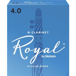 Rico Royal Bb Clarinet Reeds, Strength 4.0, 10-pack
