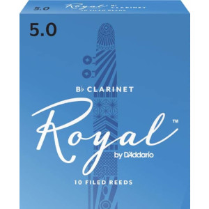 Rico Royal Bb Clarinet Reeds, Strength 5.0, 10-pack