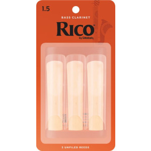 Rico Bass Clarinet Reeds, Strength 1.5, 3-pack