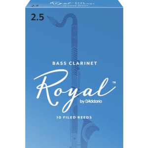 Rico Royal Bass Clarinet Reeds, Strength 2.5, 10-pack