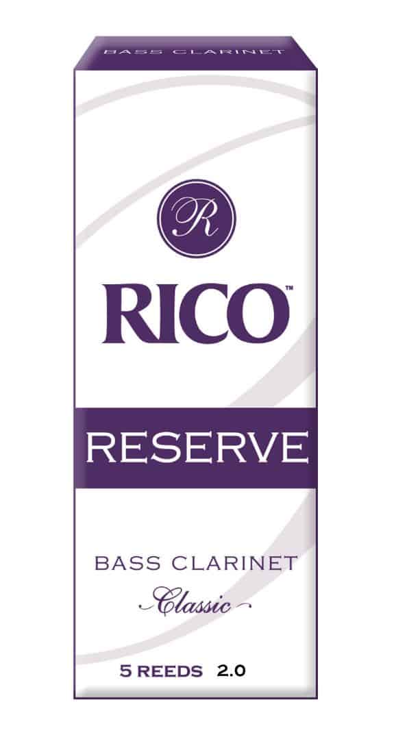 Rico Reserve Classic Bass Clarinet Reeds, Strength 2.0, 5-pack