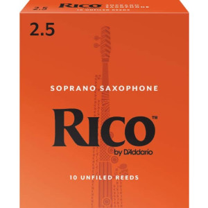 Rico Soprano Sax Reeds, Strength 2.5, 10-pack