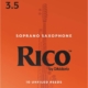 Rico Soprano Sax Reeds, Strength 3.5, 10-pack