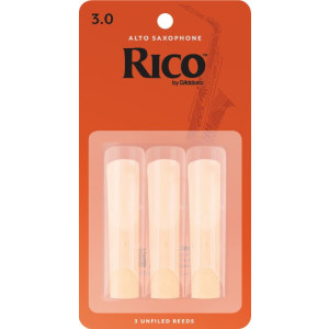 Rico Alto Sax Reeds, Strength 3.0, 3-pack