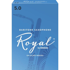 Rico Royal Baritone Sax Reeds, Strength 5.0, 10-pack
