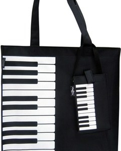 CANVAS TOTE BAG WITH KEYBOARD/PIANO DESIGN