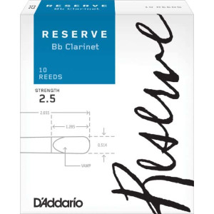 D'Addario Reserve Bb Clarinet Reeds, Strength 2.5, 10-pack