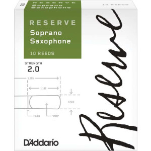 D'Addario Reserve Soprano Sax Reeds, Strength 2.0, 10-pack