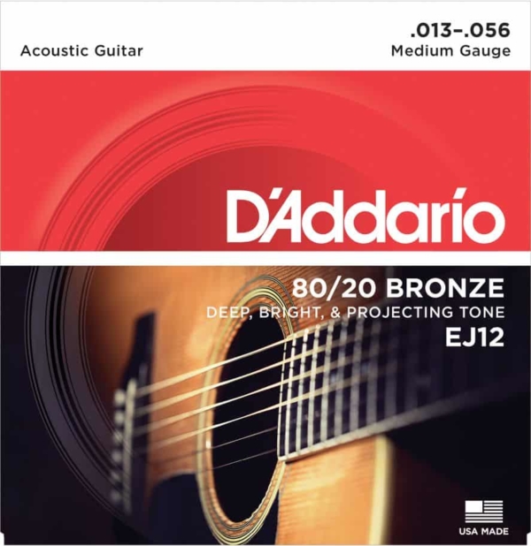 D'Addario EJ12 80/20 Bronze Acoustic Guitar Strings, 13-56