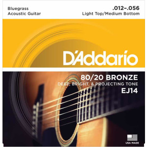 D'Addario EJ14 80/20 Bronze Acoustic Guitar Strings, 12-56