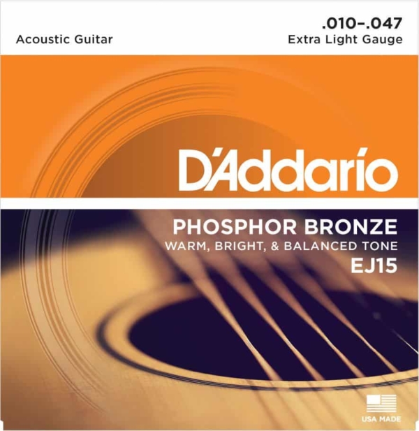 D'Addario EJ15 Phosphor Bronze Acoustic Guitar Strings, 10-47