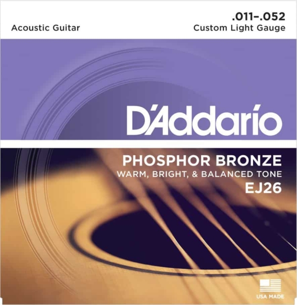 D'Addario EJ26 Phosphor Bronze Acoustic Guitar Strings, 11-52