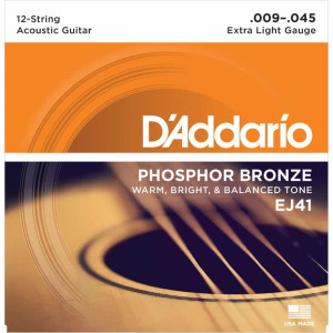 D'Addario EJ41 12-String Phosphor Bronze Acoustic Guitar Strings, 9-45