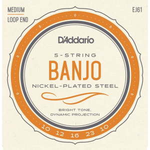 D'Addario EJ61 5-String Banjo Strings, Nickel, Medium 10-23