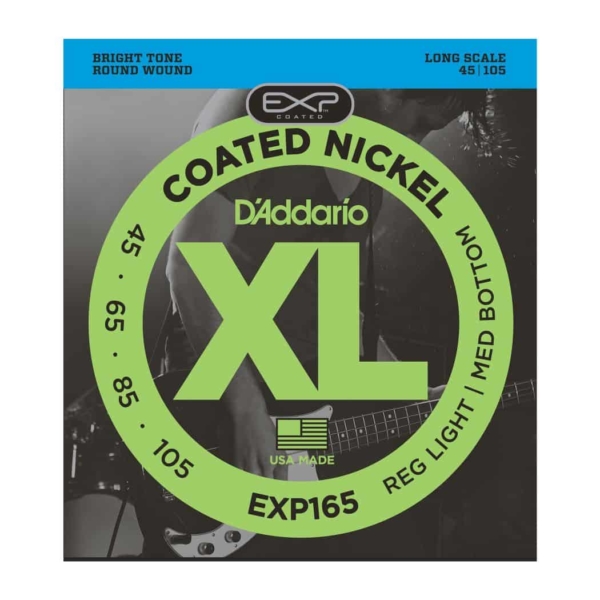 D'Addario EXP165 Coated Bass Guitar Strings, 45-105, Long Scale