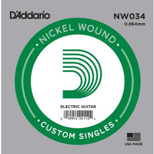 D'Addario NW034 Nickel Wound Electric Guitar Single String, .034