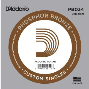 D'Addario PB030 Phosphor Bronze Wound Acoustic Guitar Single String, .034