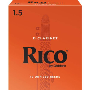 Rico Eb Soprano Clarinet Reeds, Strength 1.5, 10-pack