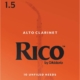 Rico Alto Clarinet Reeds, Strength 1.5, 10-pack
