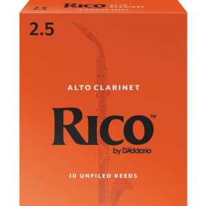 Rico Alto Clarinet Reeds, Strength 2.5, 10-pack